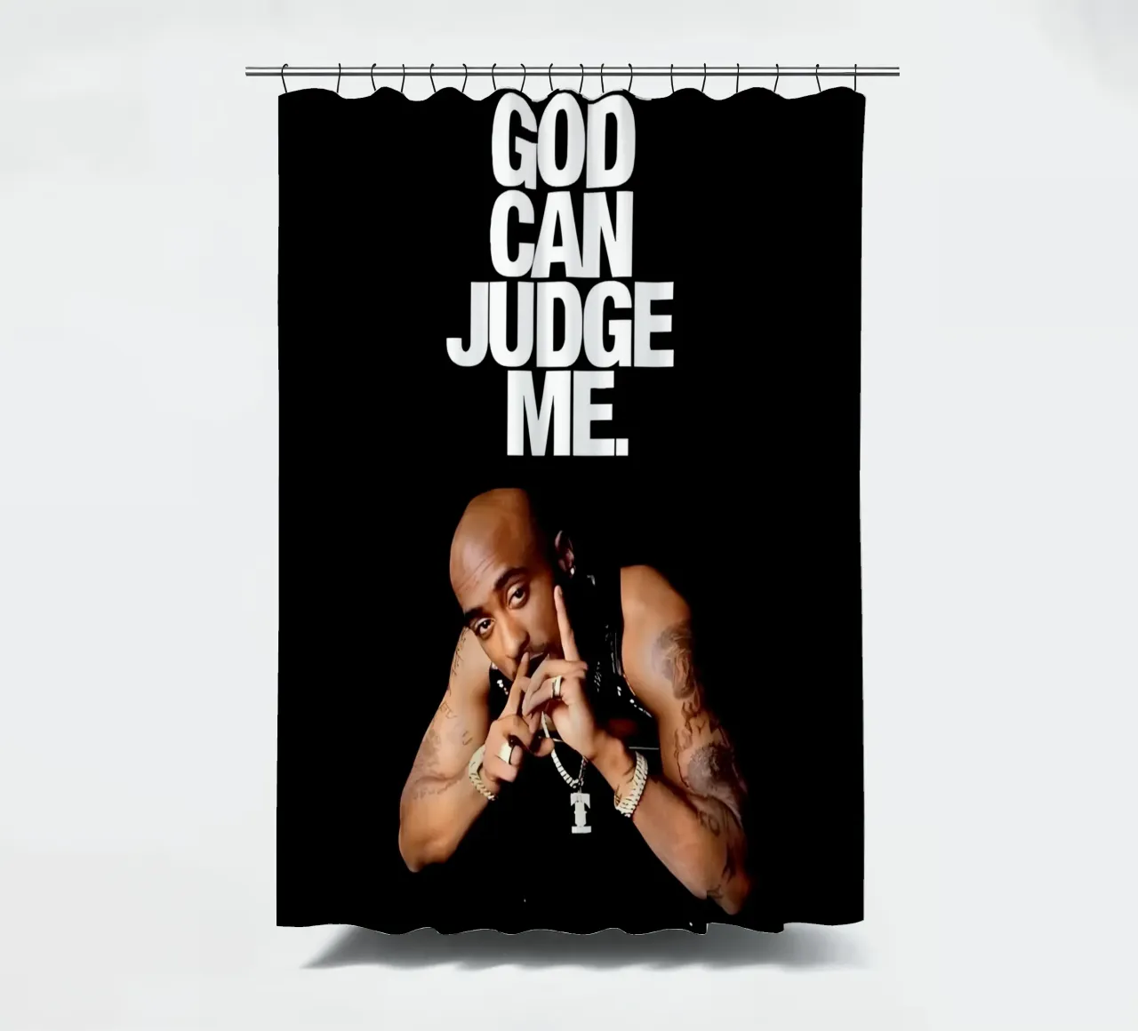 ONLY GOD CAN JUDGE ME tenda da doccia da Type & Tape