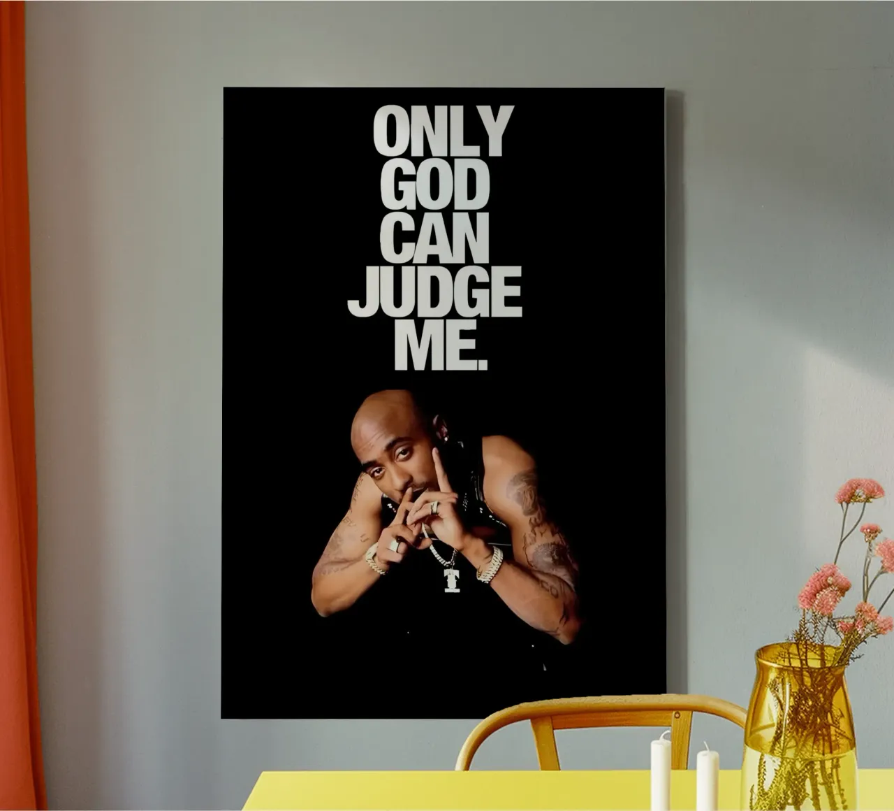 ONLY GOD CAN JUDGE ME tela con Cornice a cassetta da Type & Tape