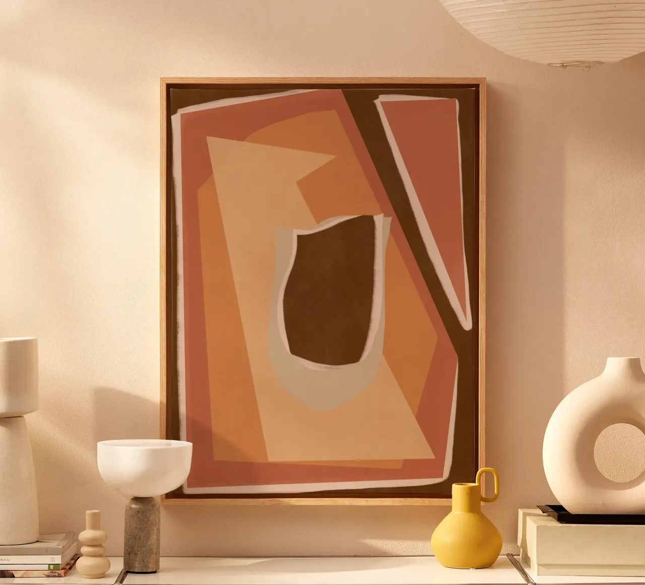 Aardetint abstract 04 canvas met Baklijst van Little Dean