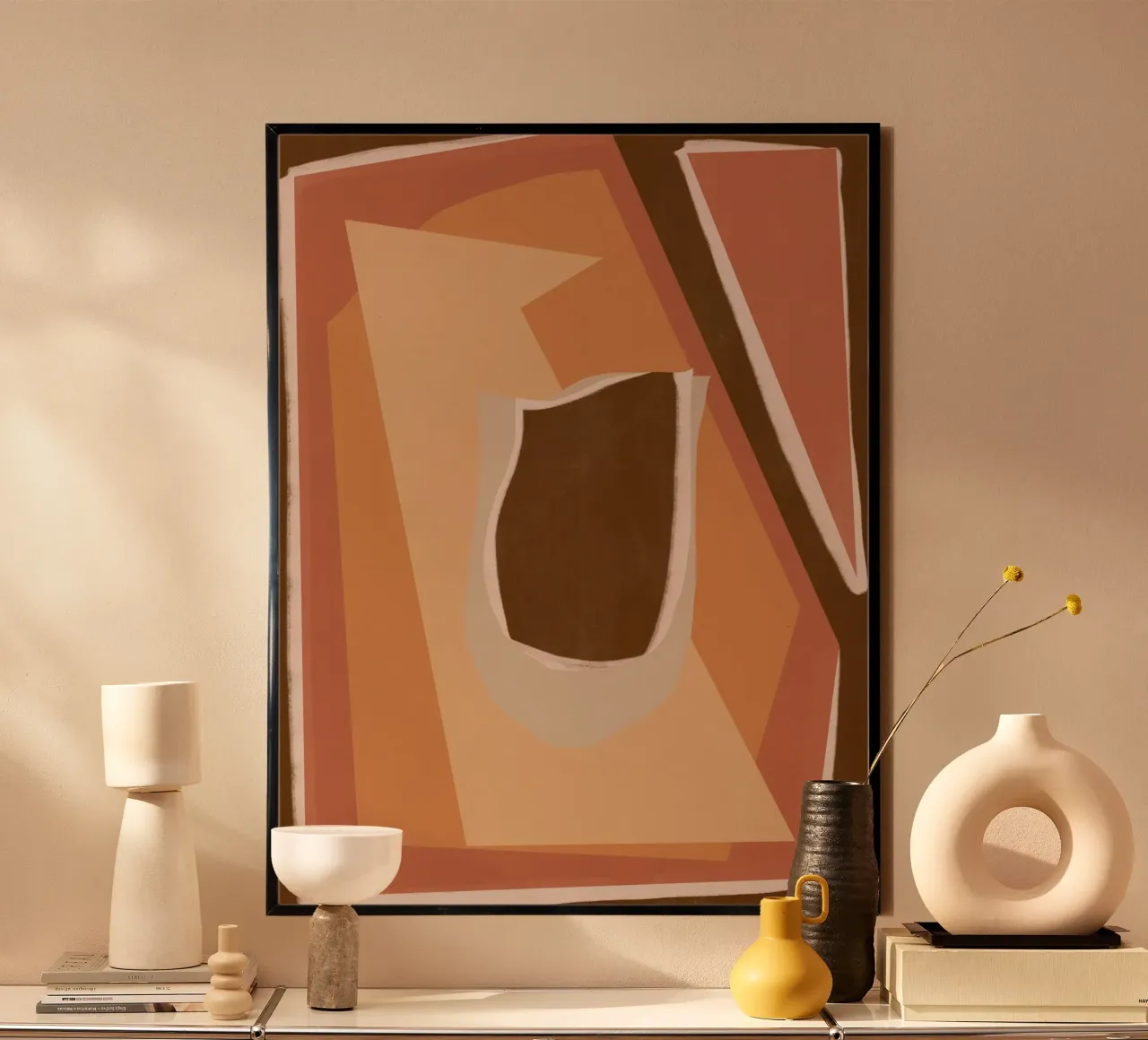 Aardetint abstract 04 poster met kunststof frame van Little Dean