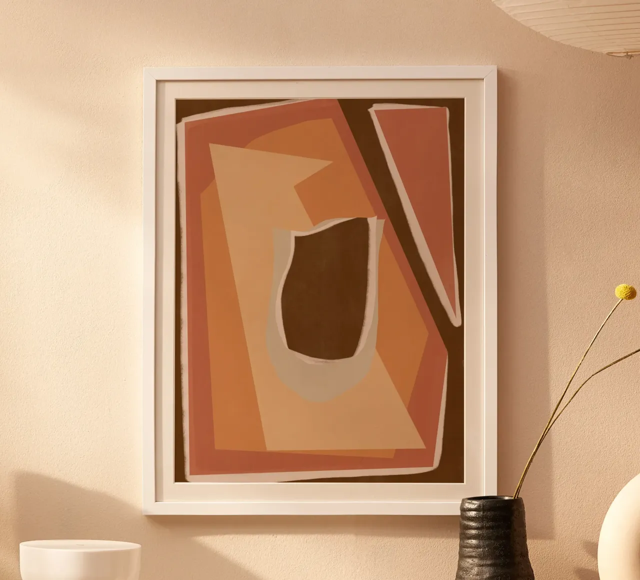 Aardetint abstract 04 poster met kunststof frame van Little Dean