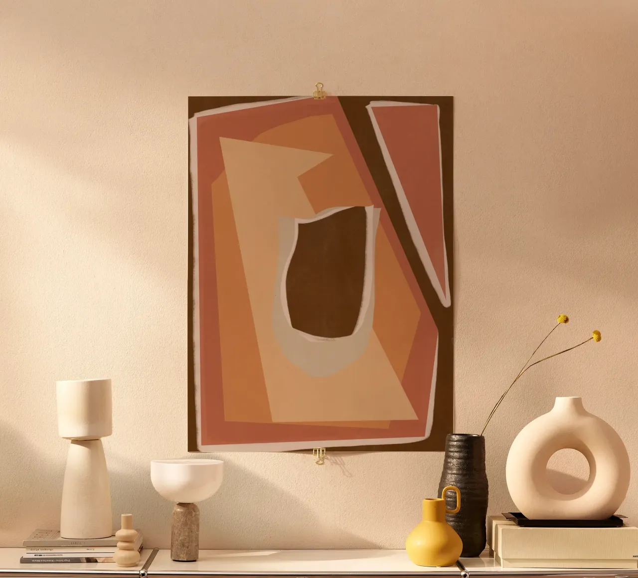 Aardetint abstract 04 poster met kunststof frame van Little Dean