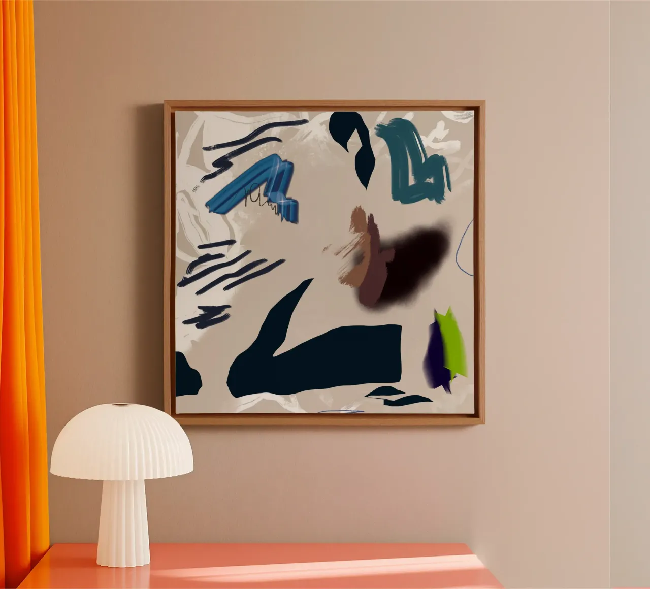 Gemengde media abstract canvas met Baklijst van Little Dean