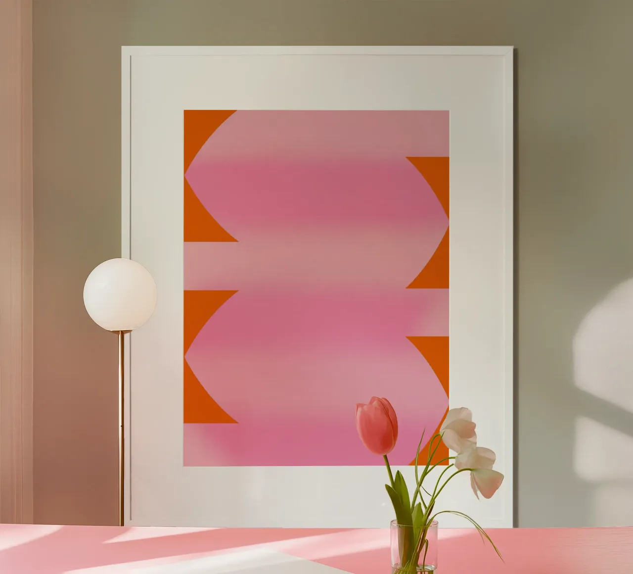 Striscia rosa sfumata poster con telaio in plastica da Little Dean
