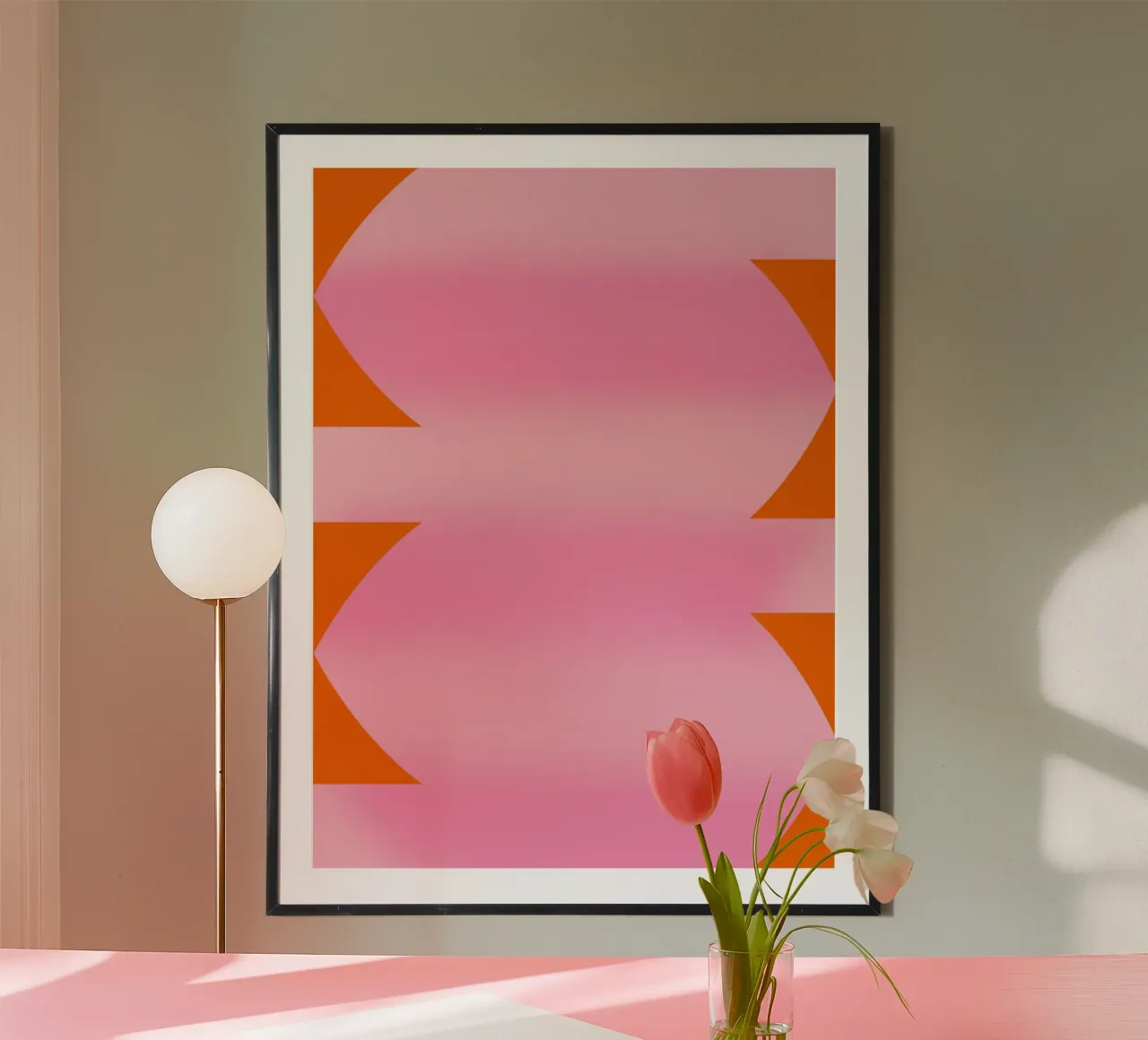 Striscia rosa sfumata poster con telaio in plastica da Little Dean