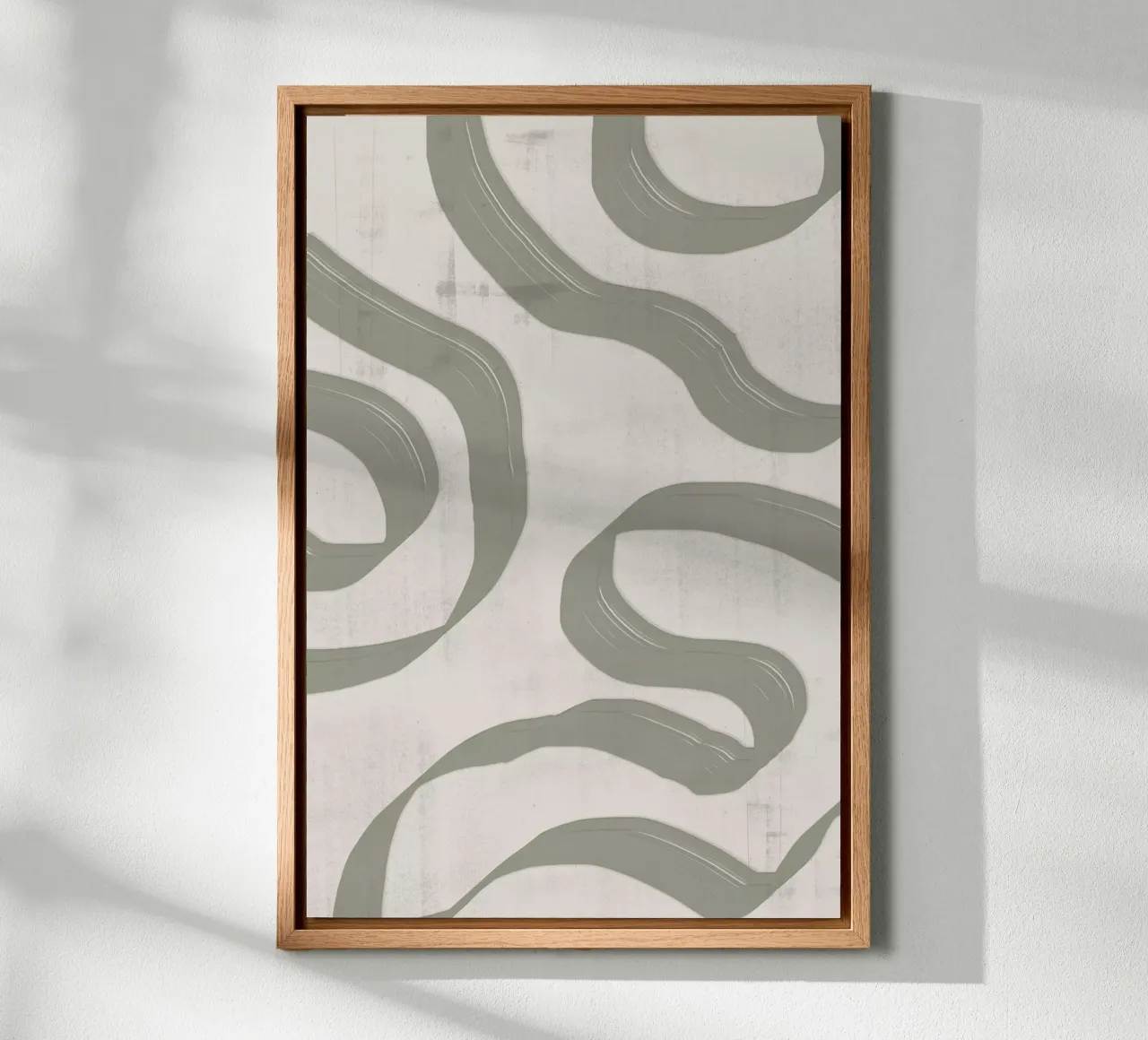 Groene salie Golven nr. 1 canvas met Baklijst van The Miuus Studio