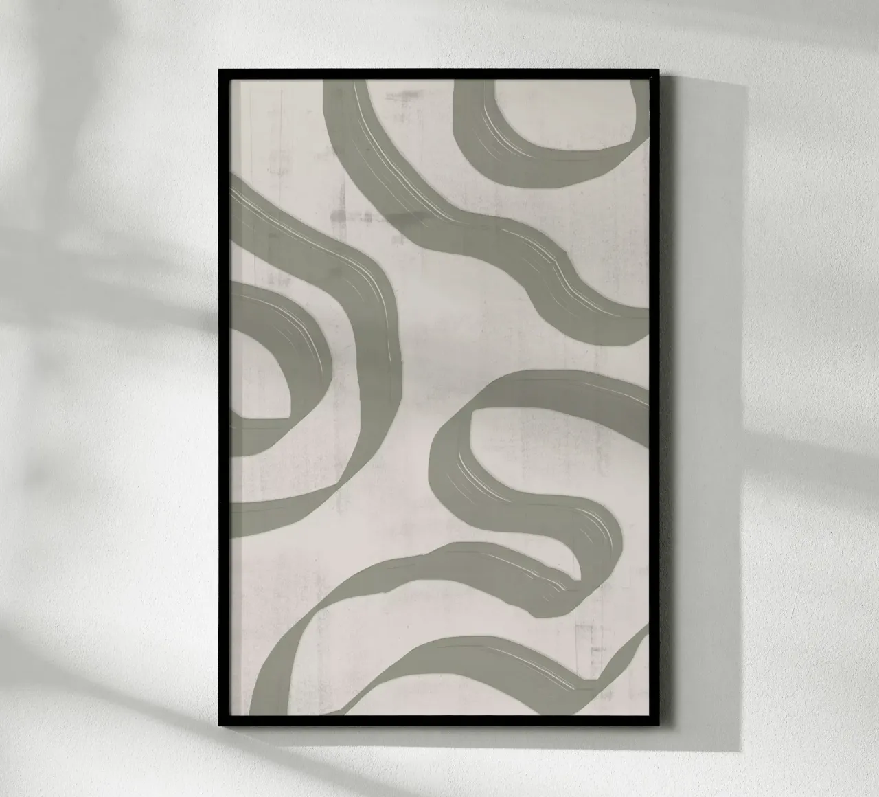 Salvia verde Onde n. 1 poster con telaio in plastica da The Miuus Studio