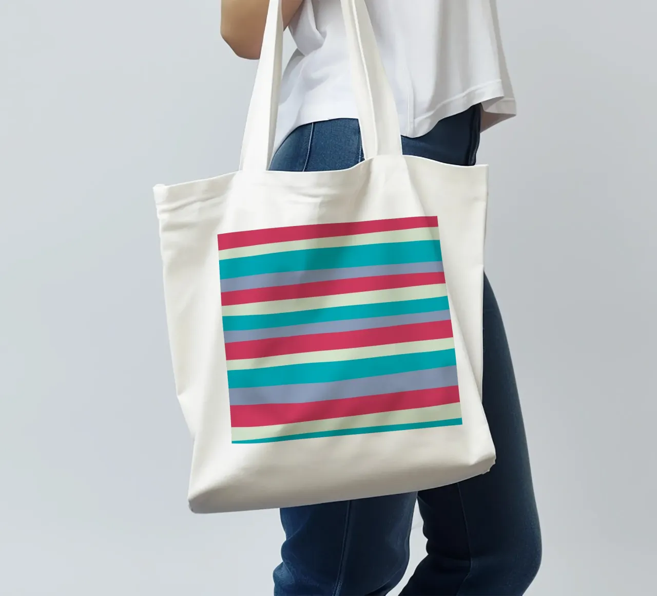 Strisce colorate var 3 borsa in juta da Little Dean