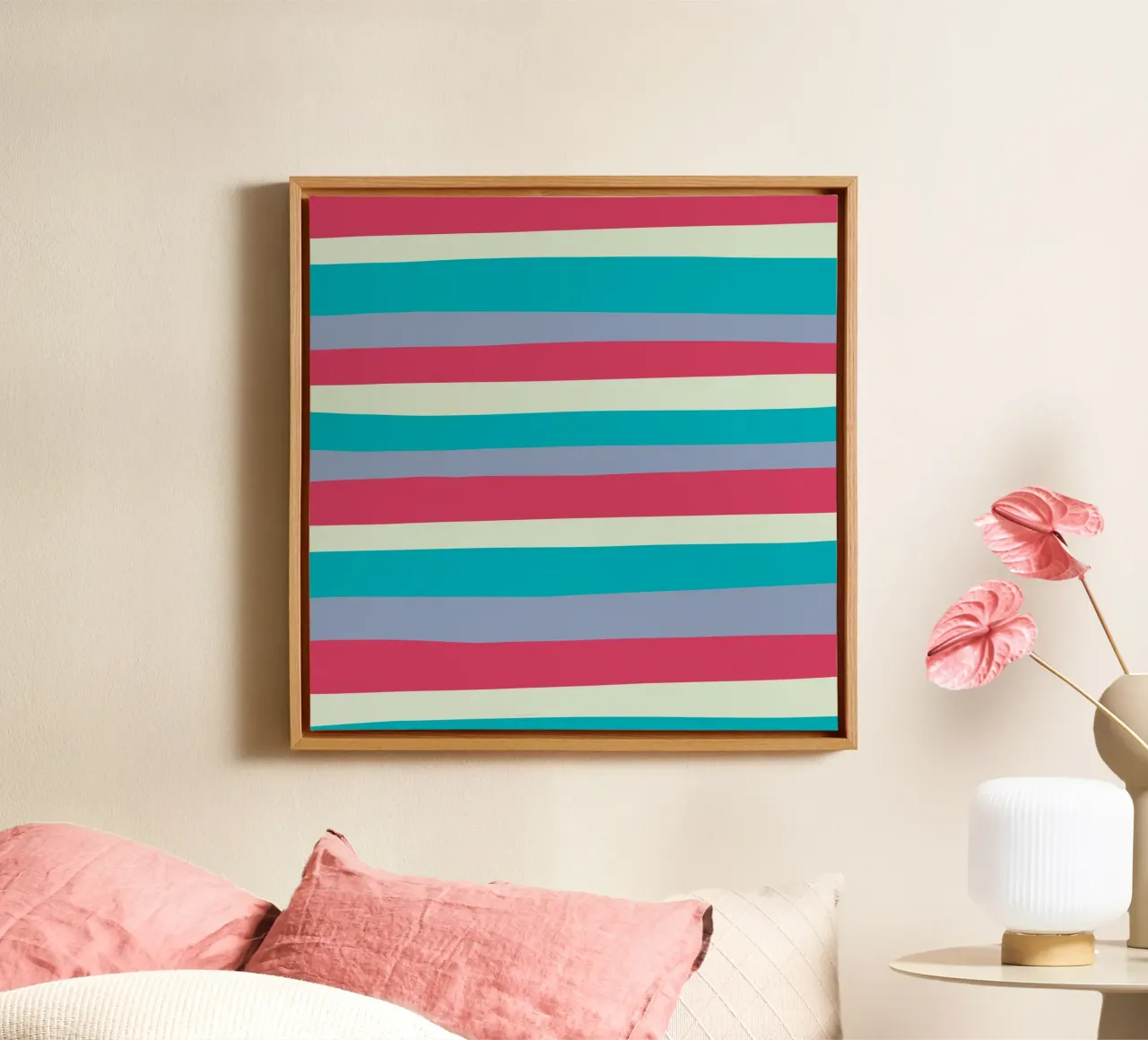 Strisce colorate var 3 tela con Cornice a cassetta da Little Dean