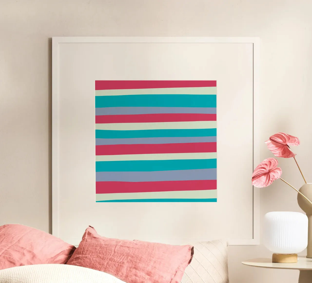 Strisce colorate var 3 poster con telaio in plastica da Little Dean