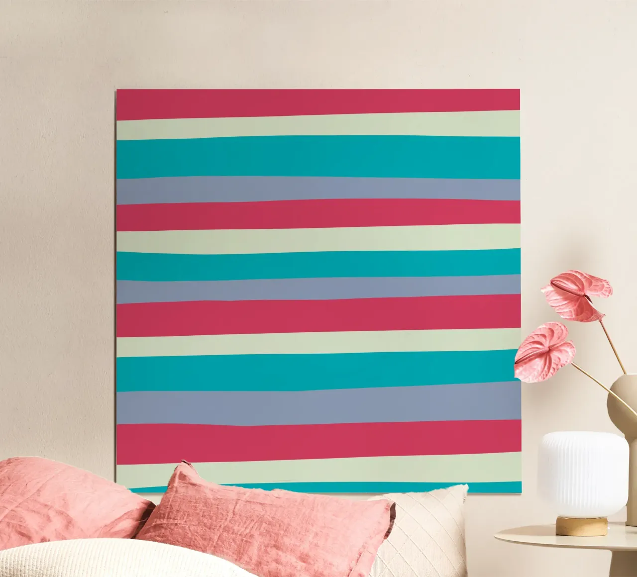 Strisce colorate var 3 poster con telaio in plastica da Little Dean