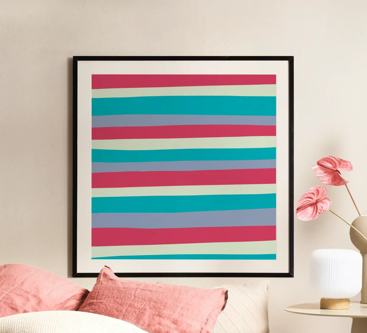 Strisce colorate var 3 poster con telaio in plastica da Little Dean