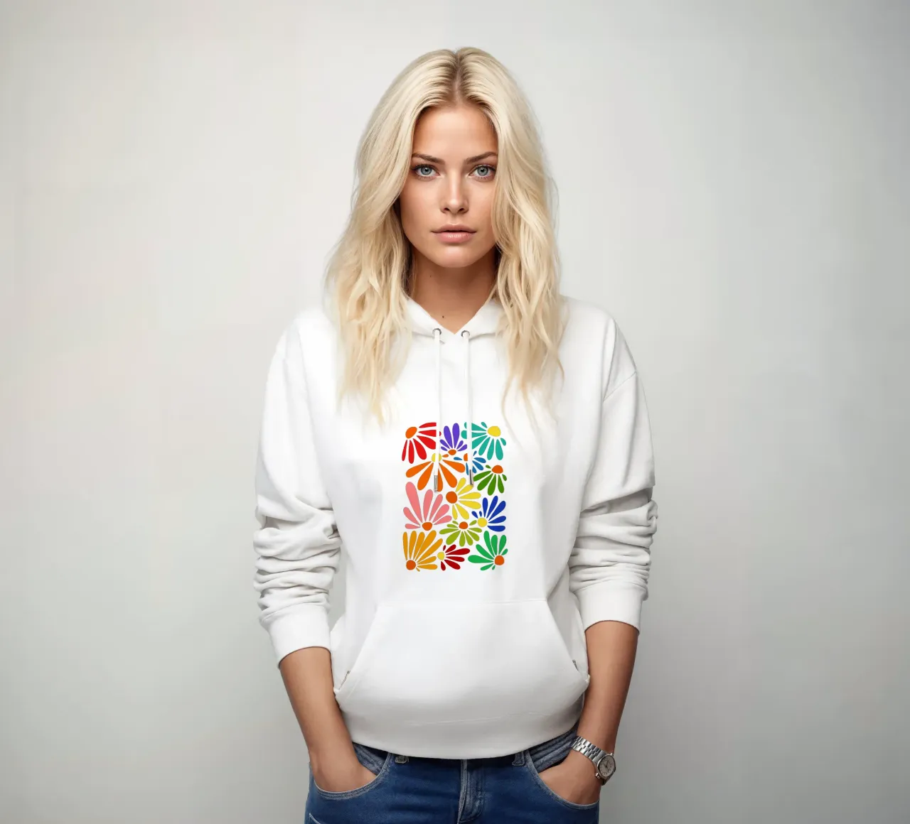 Colorful blooming felpa con cappuccio da TijanaArtStudio88