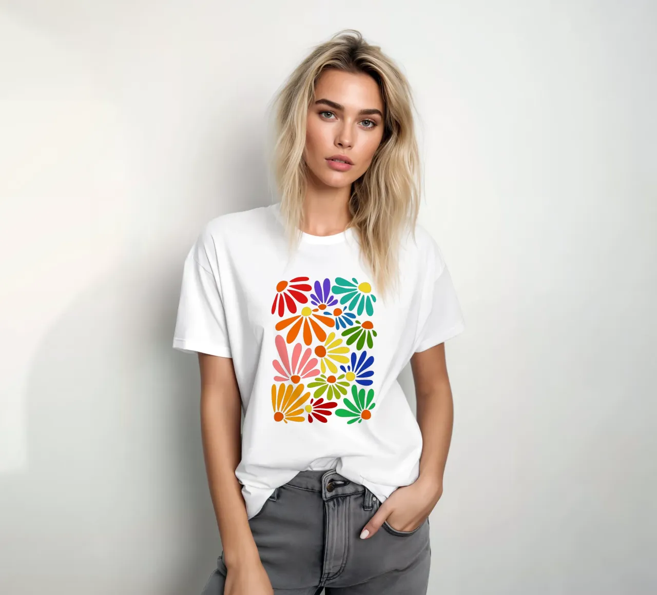 Colorful blooming t-shirt da TijanaArtStudio88