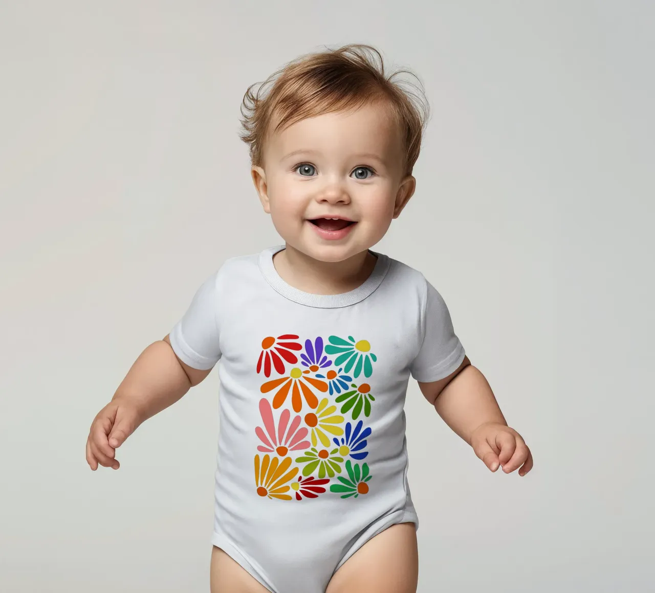 Colorful blooming body neonato maniche corte da TijanaArtStudio88
