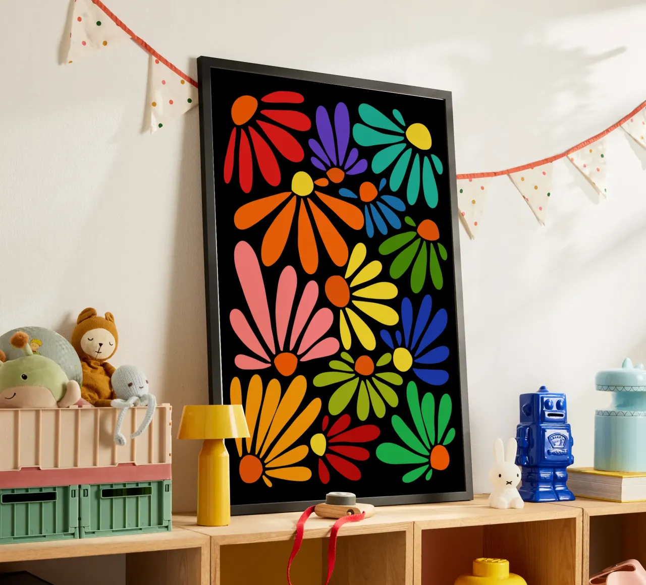 Colorful blooming poster con telaio in plastica da TijanaArtStudio88