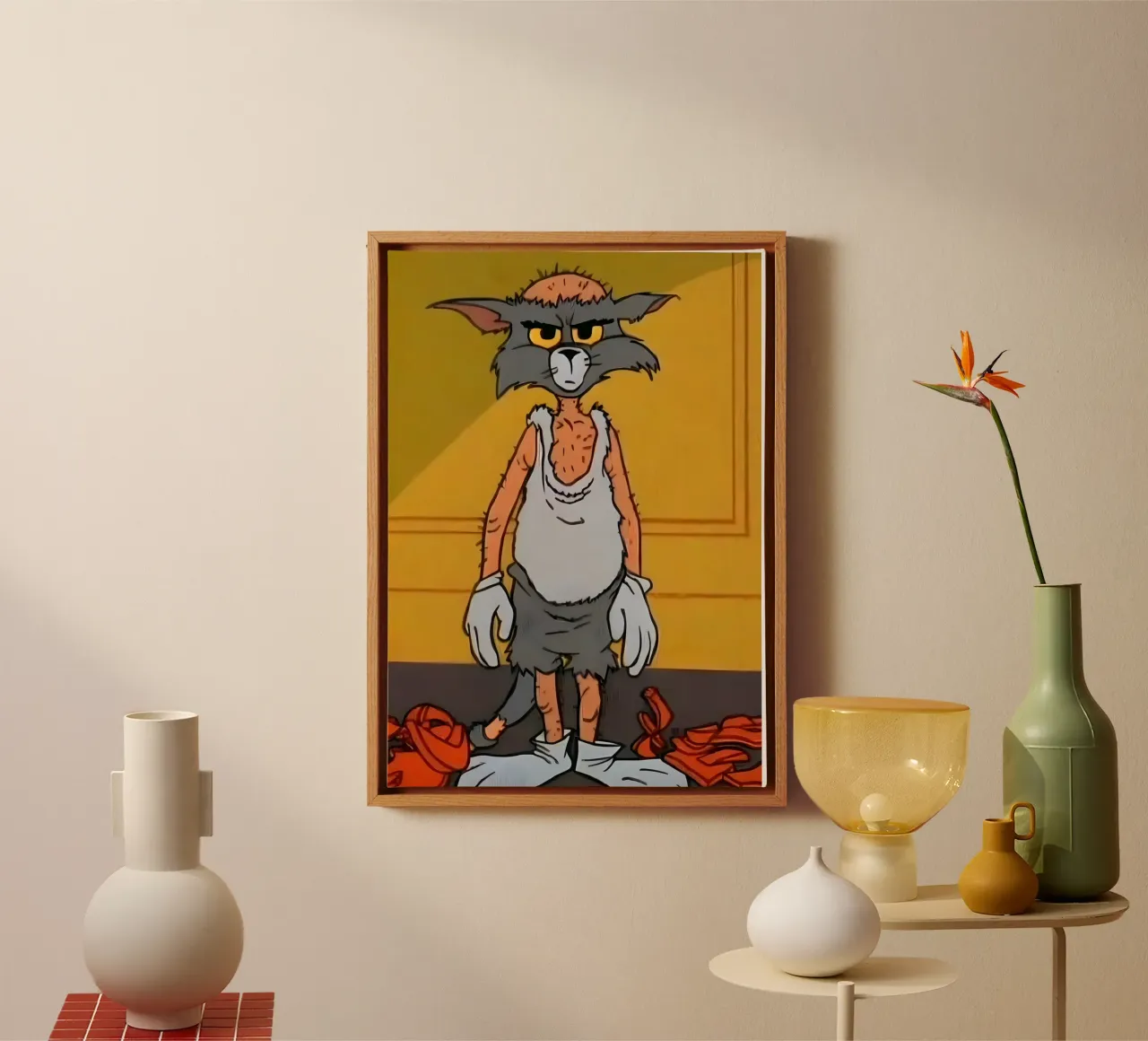 Meme Tom tela con Cornice a cassetta da Low poly art