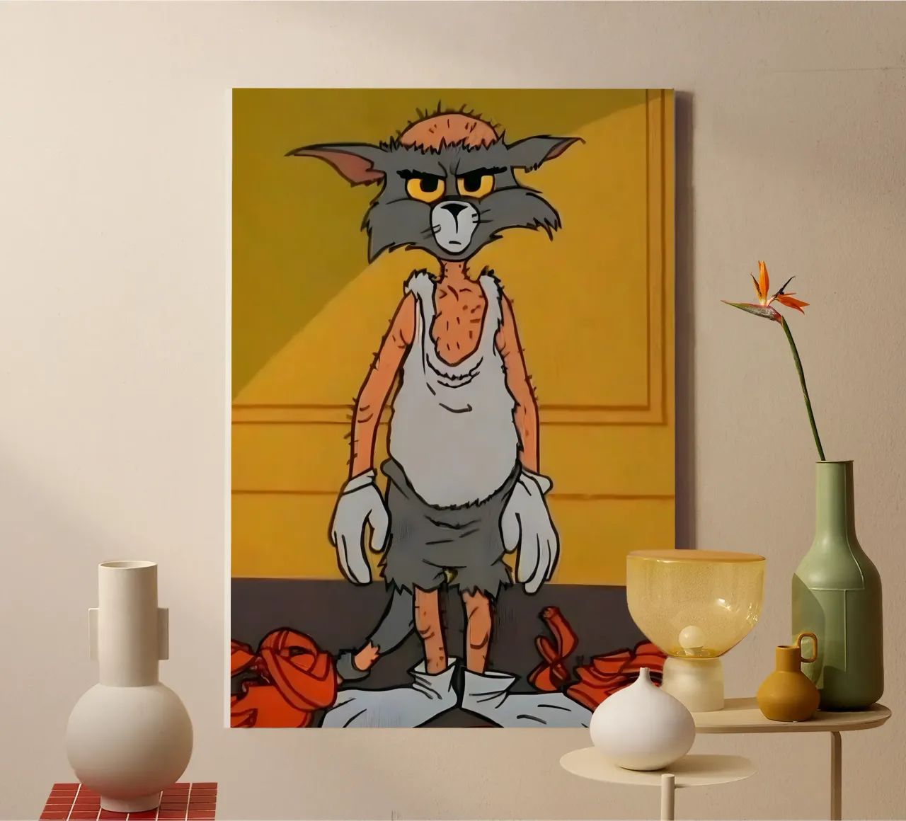 Meme Tom tela con Cornice a cassetta da Low poly art