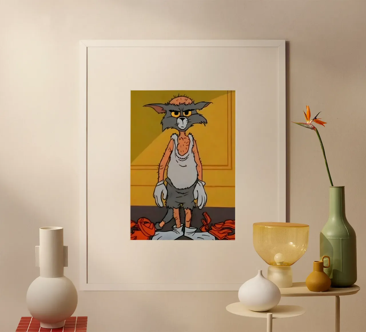 Meme Tom poster con telaio in plastica da Low poly art