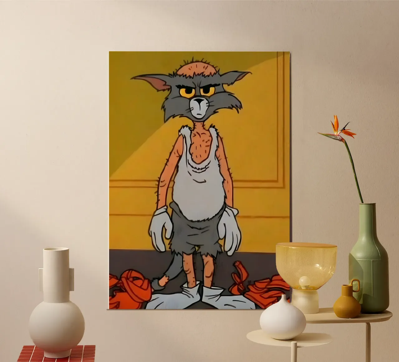 Meme Tom poster con telaio in plastica da Low poly art