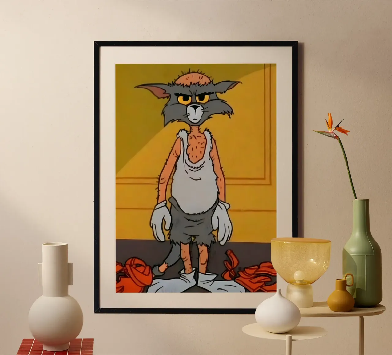 Meme Tom poster con telaio in plastica da Low poly art