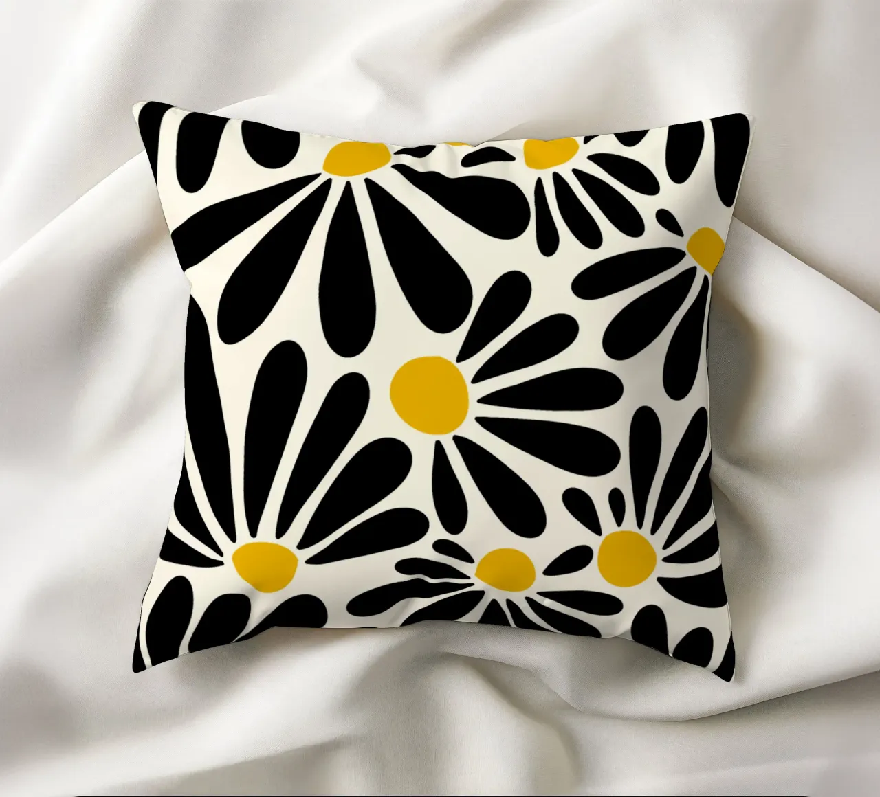 Black petals flowers cuscino da TijanaArtStudio88