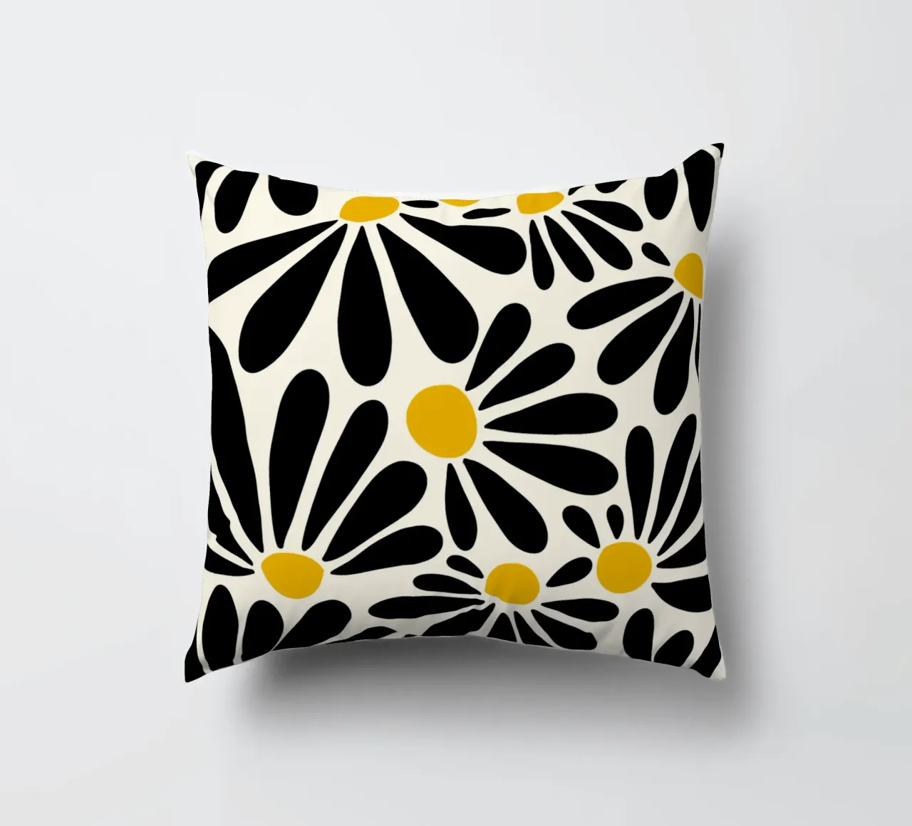 Black petals flowers cuscino da TijanaArtStudio88