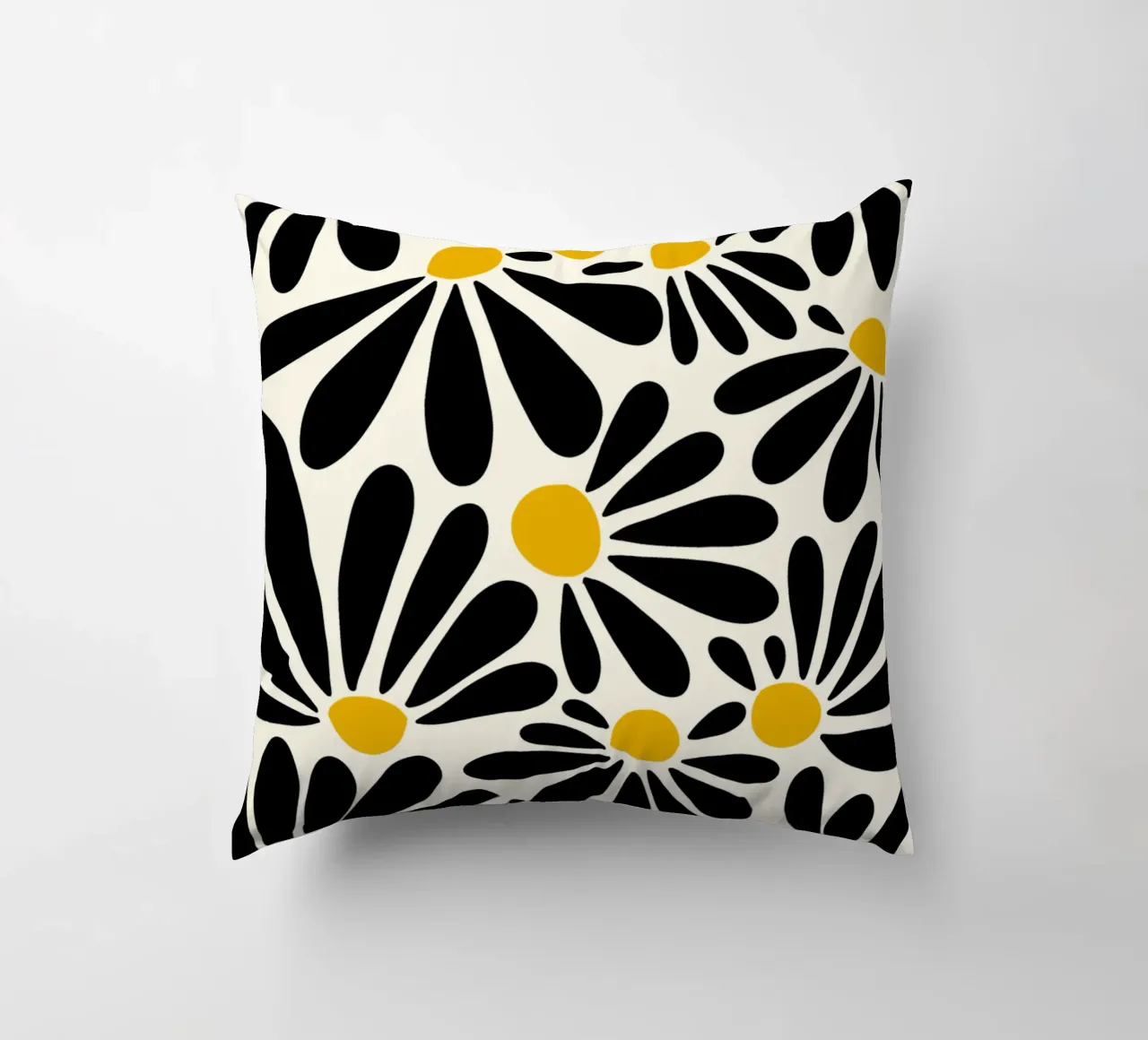 Black petals flowers cuscino da TijanaArtStudio88
