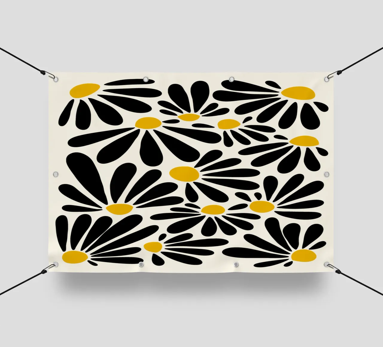 Black petals flowers telo in pvc da TijanaArtStudio88