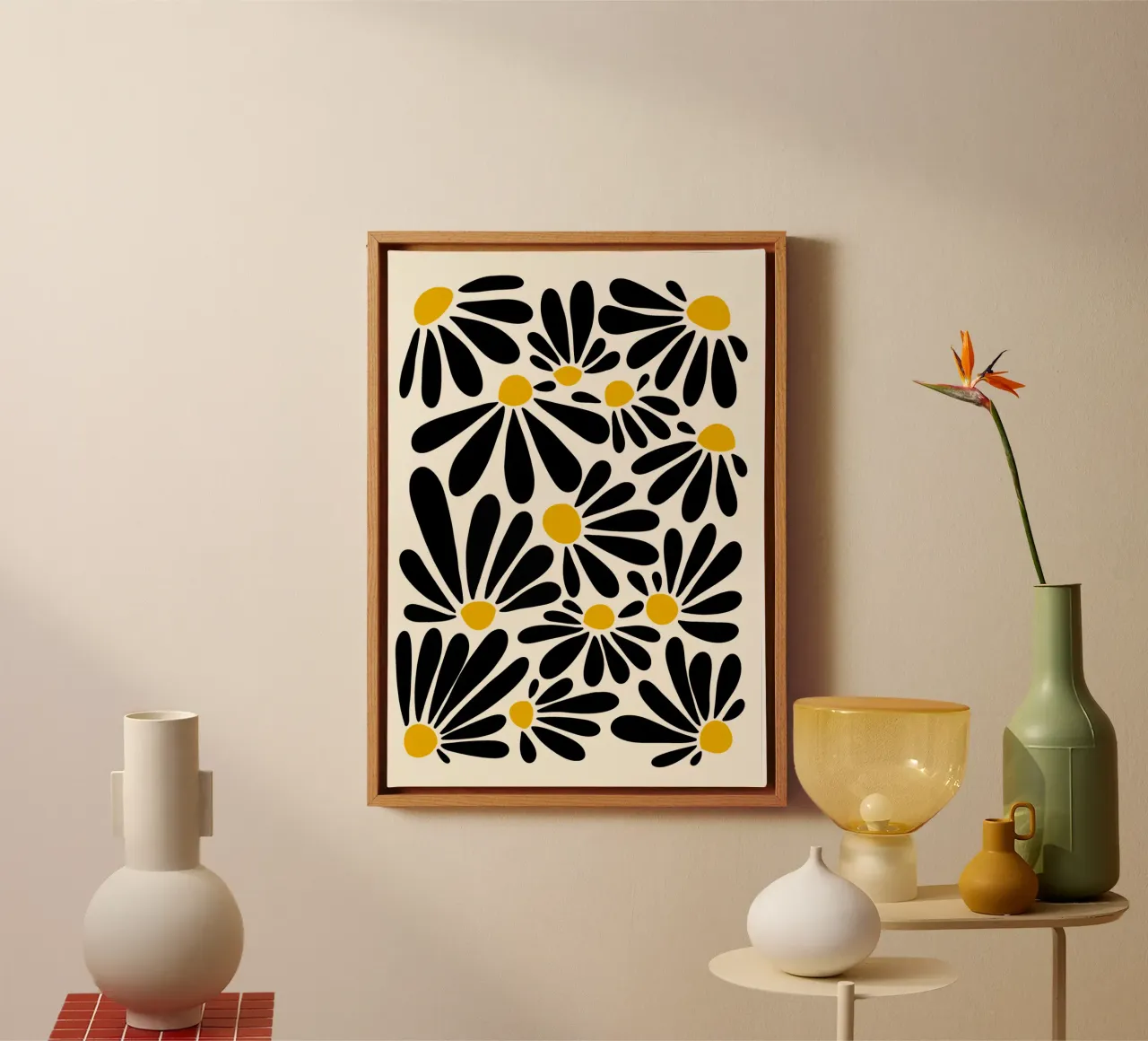 Black petals flowers tela con Cornice a cassetta da TijanaArtStudio88