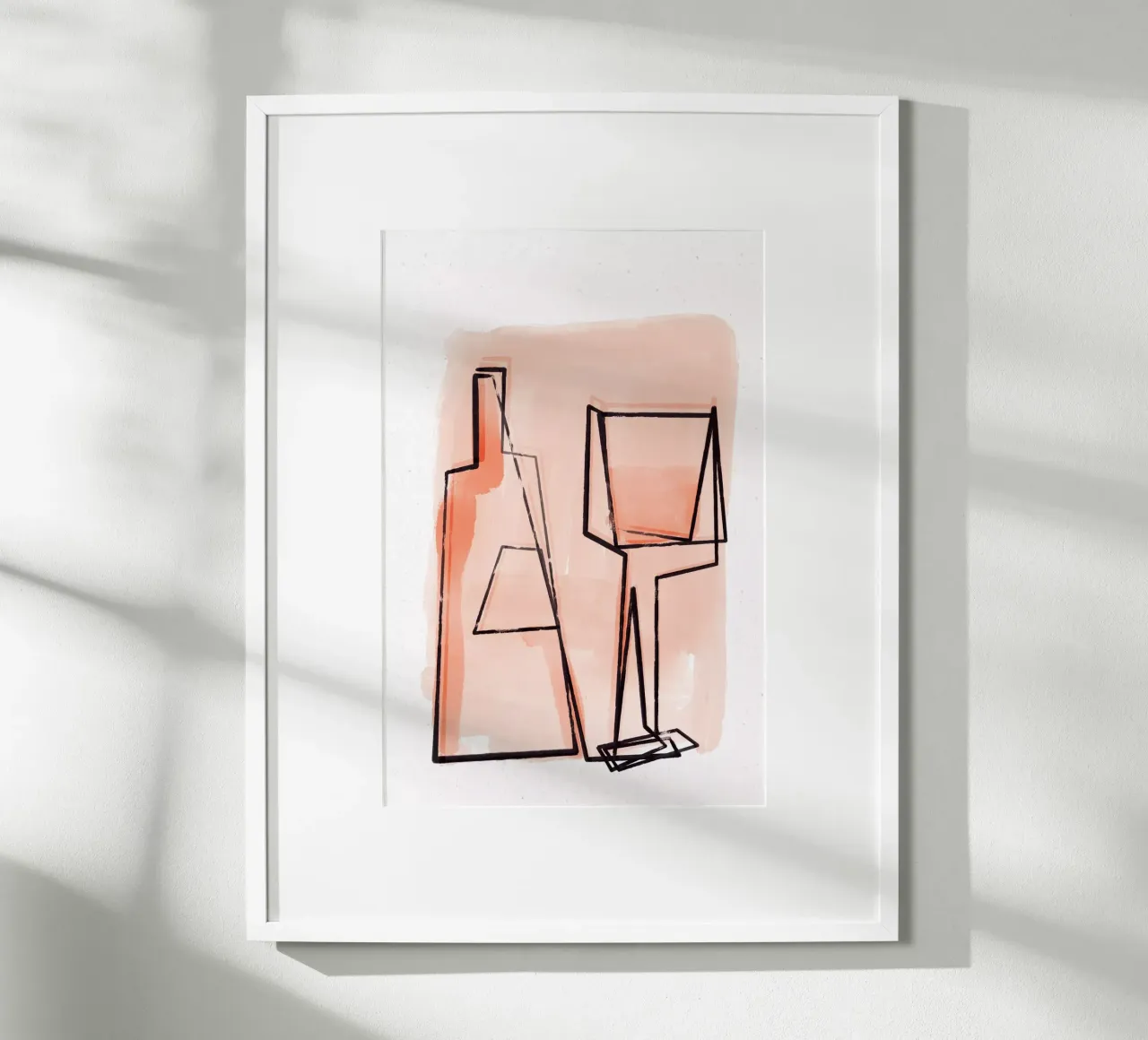 Bottle And Glass poster con telaio in legno da treechild