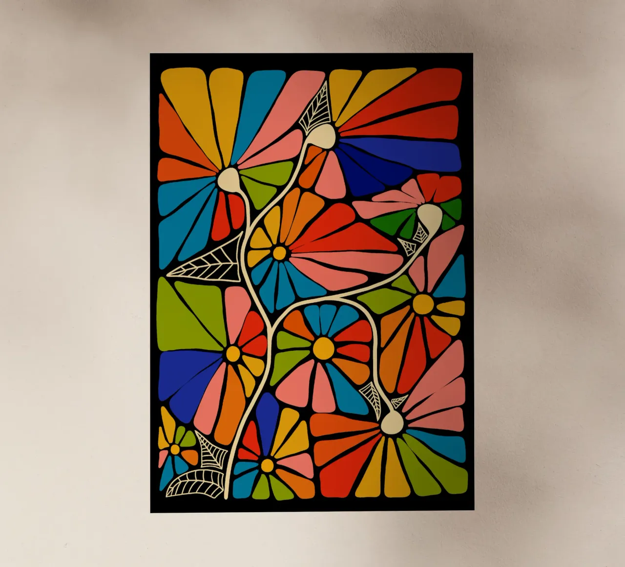 Colorful hippie abstract super powerful flowers pellicola backlit da TijanaArtStudio88