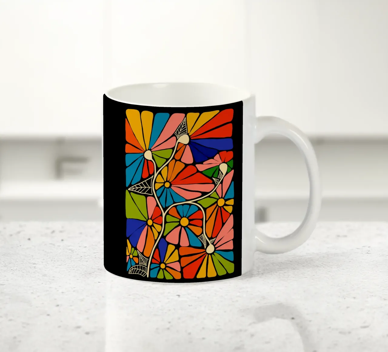 Colorful hippie abstract super powerful flowers tazza in ceramica da TijanaArtStudio88