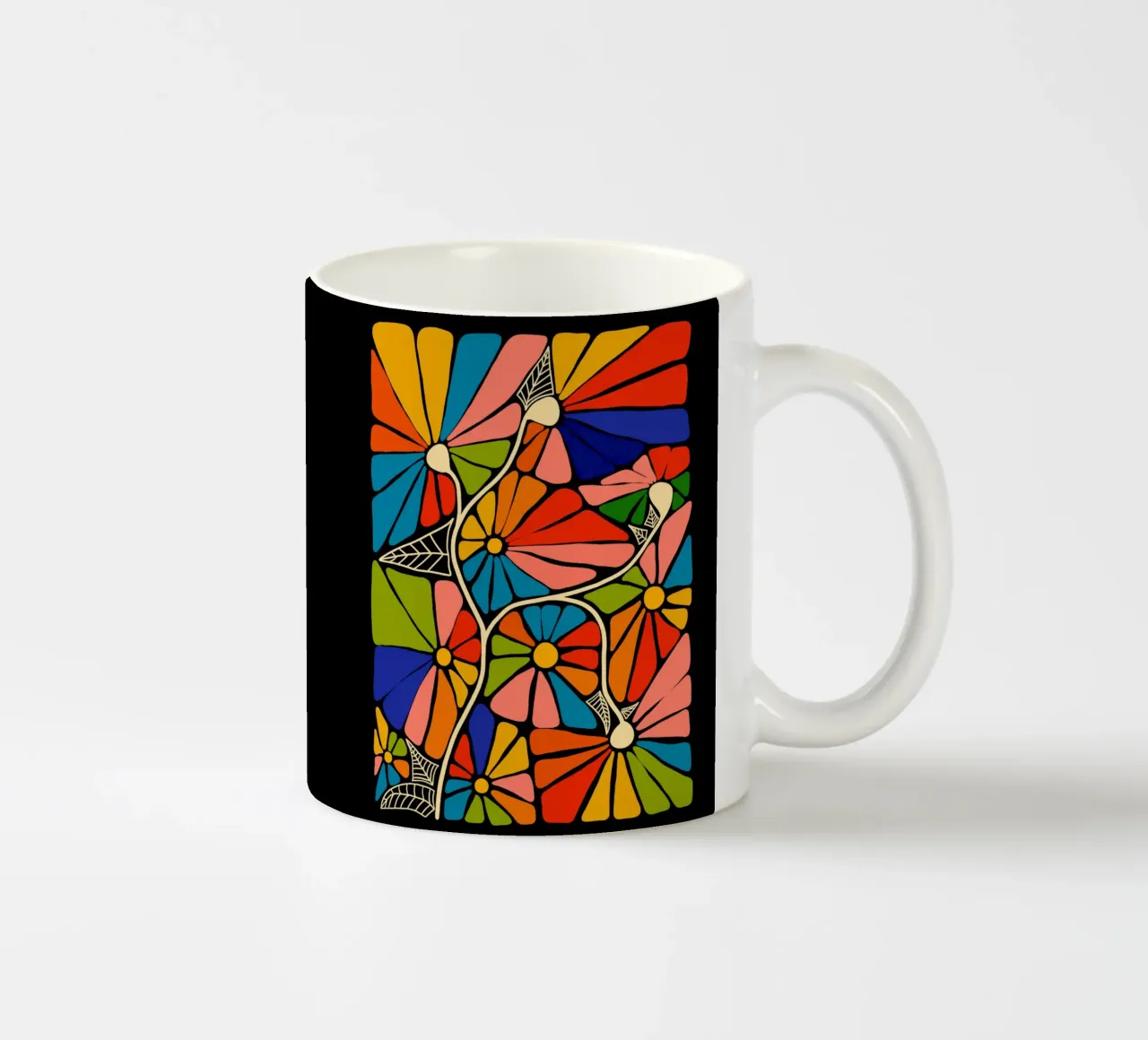 Colorful hippie abstract super powerful flowers tazza in ceramica da TijanaArtStudio88