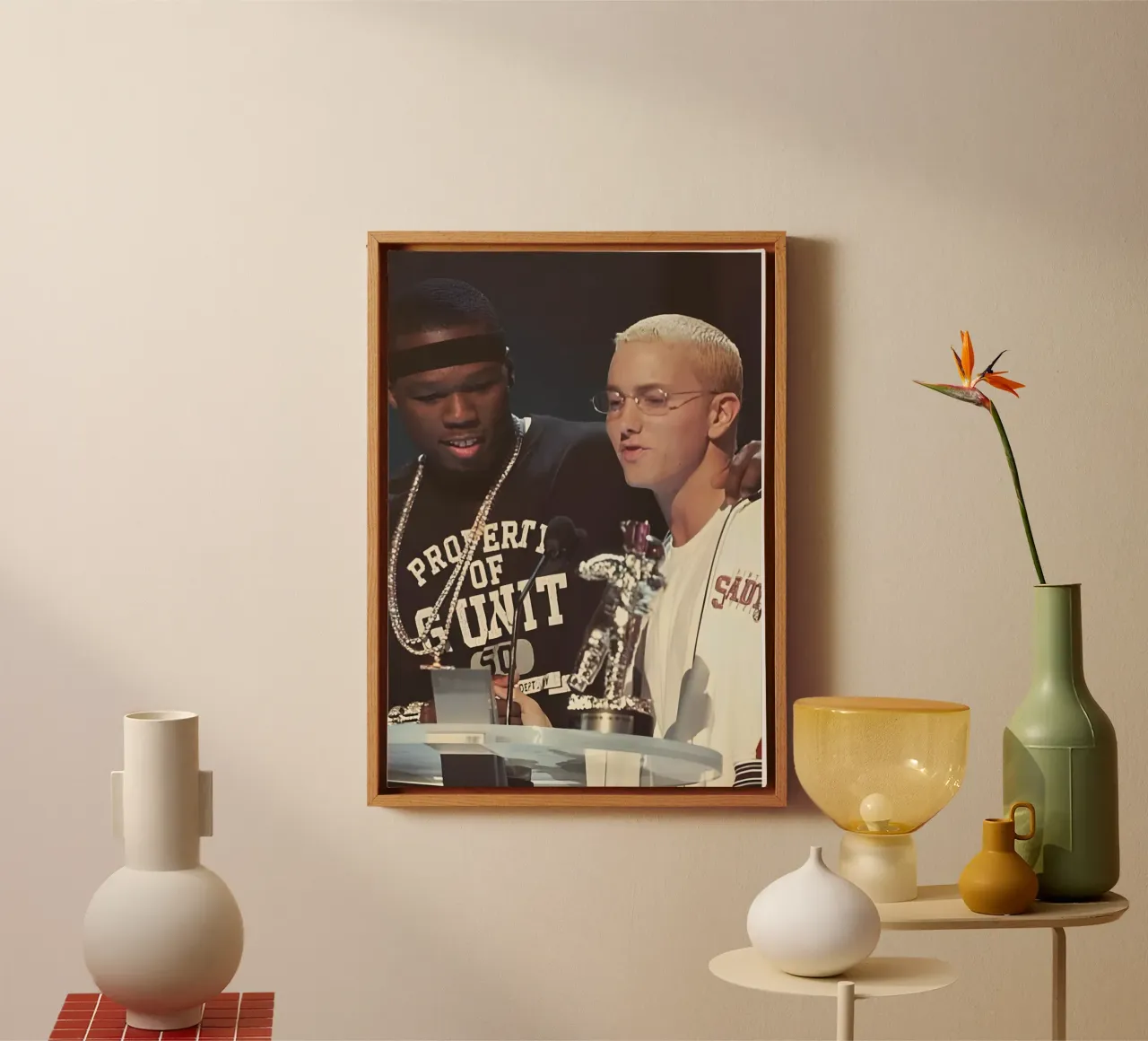 Eminem & 50 cent tela con Cornice a cassetta da Low poly art