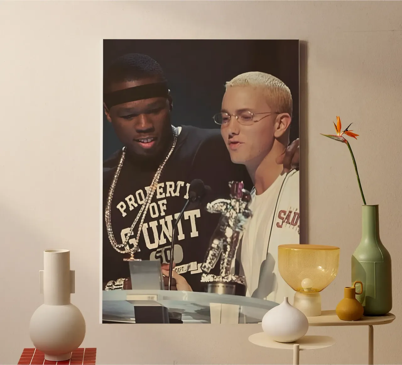 Eminem & 50 cent tela con Cornice a cassetta da Low poly art