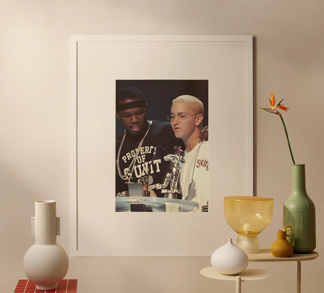 Eminem & 50 cent Poster mit Kunststoffrahmen von Low poly art