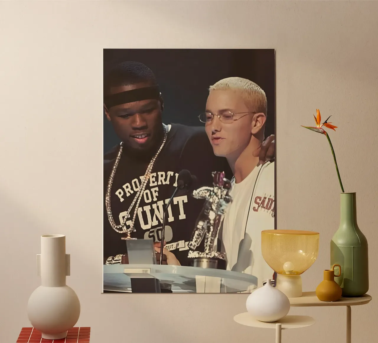 Eminem & 50 cent Poster mit Kunststoffrahmen von Low poly art