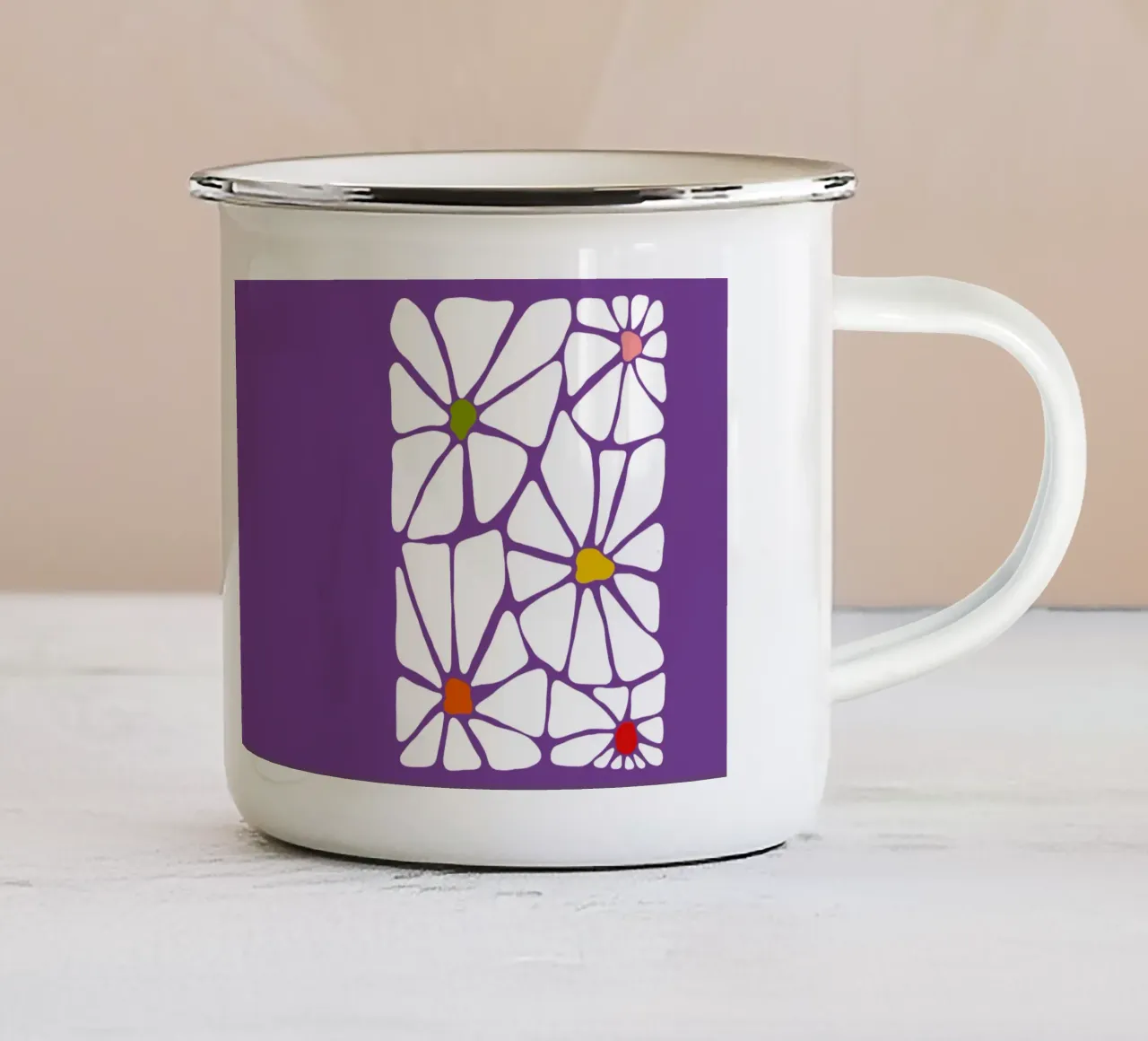 Retro summer symphony Flowers tazza in smalto da TijanaArtStudio88