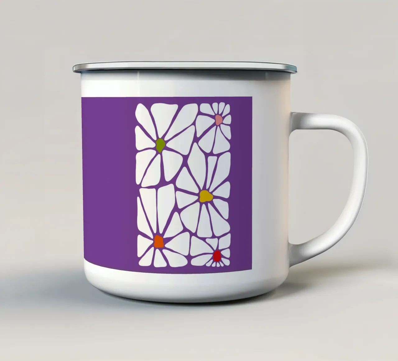 Retro summer symphony Flowers tazza in smalto da TijanaArtStudio88