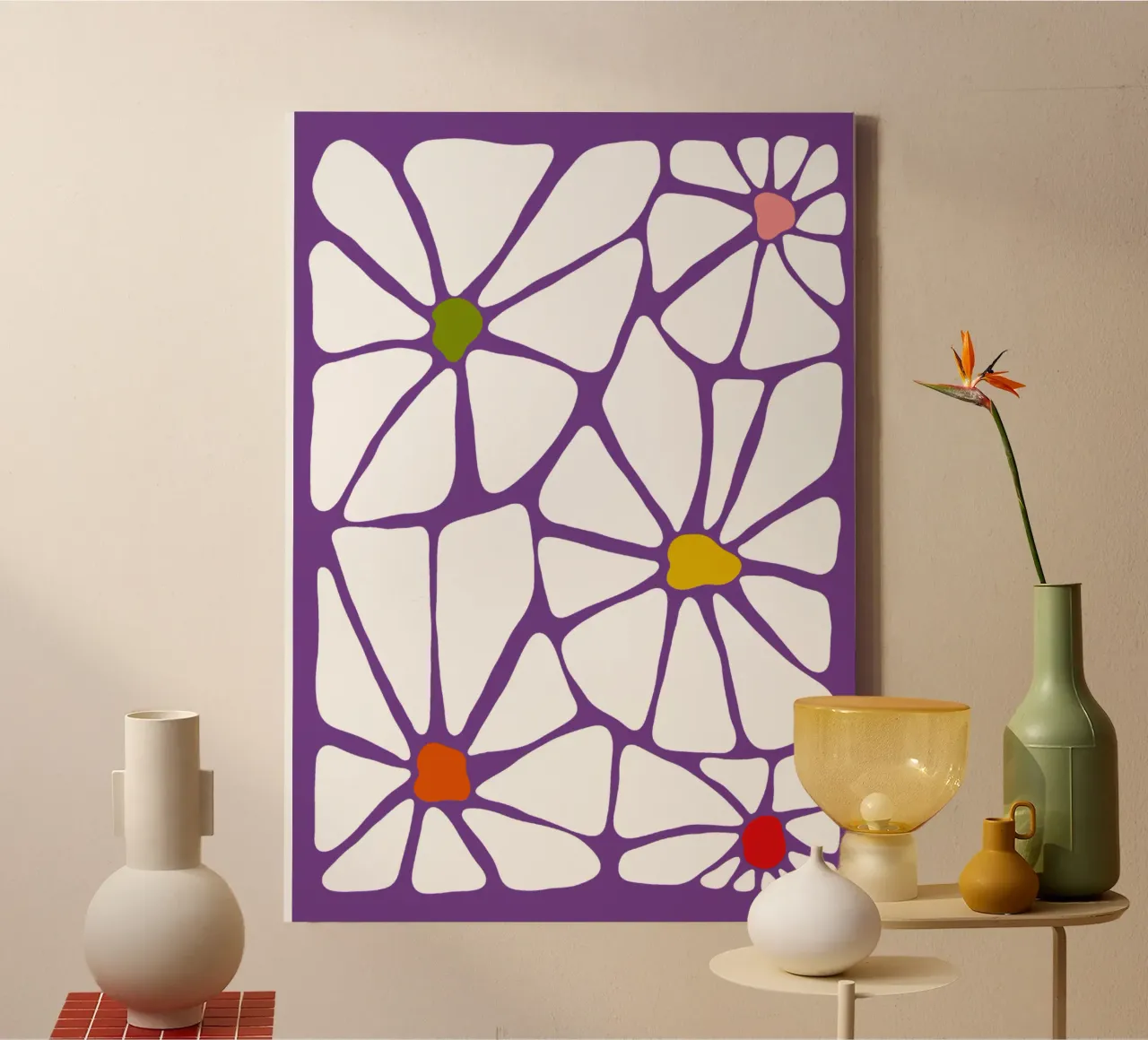 Retro summer symphony Flowers tela con Cornice a cassetta da TijanaArtStudio88