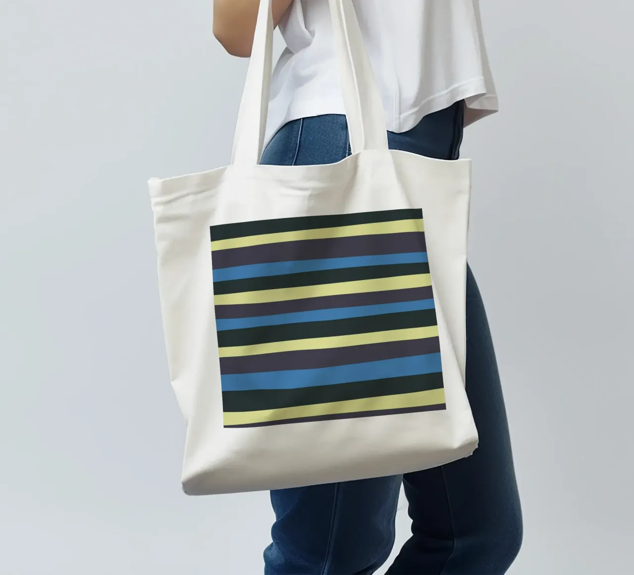 Strisce colorate var 4 borsa in juta da Little Dean