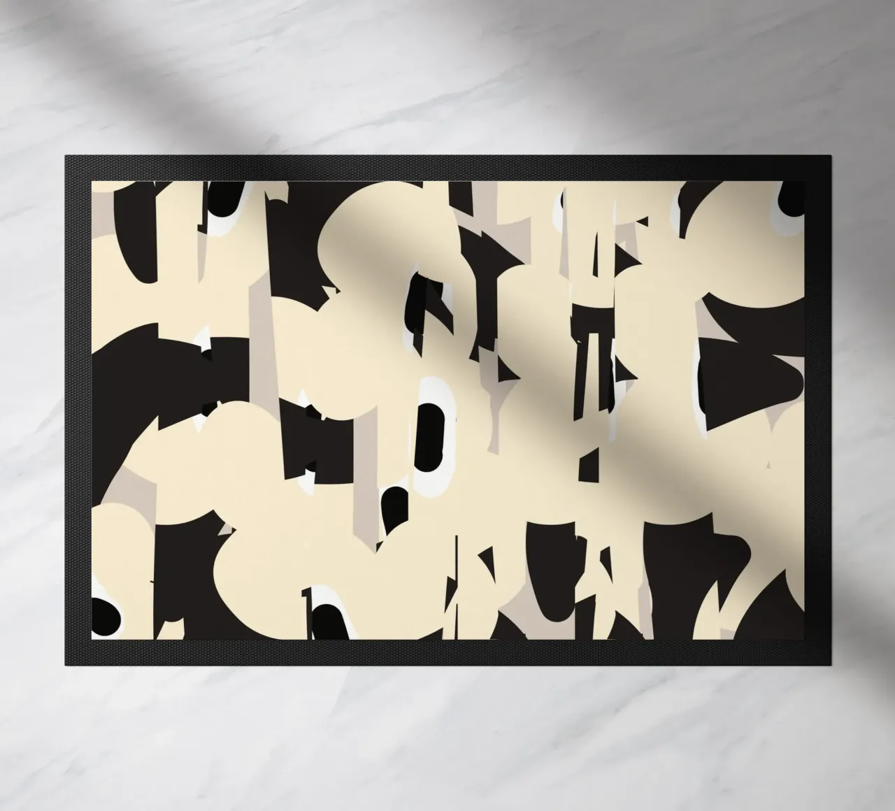 Fragmented botanical pattern doormat by Little Dean