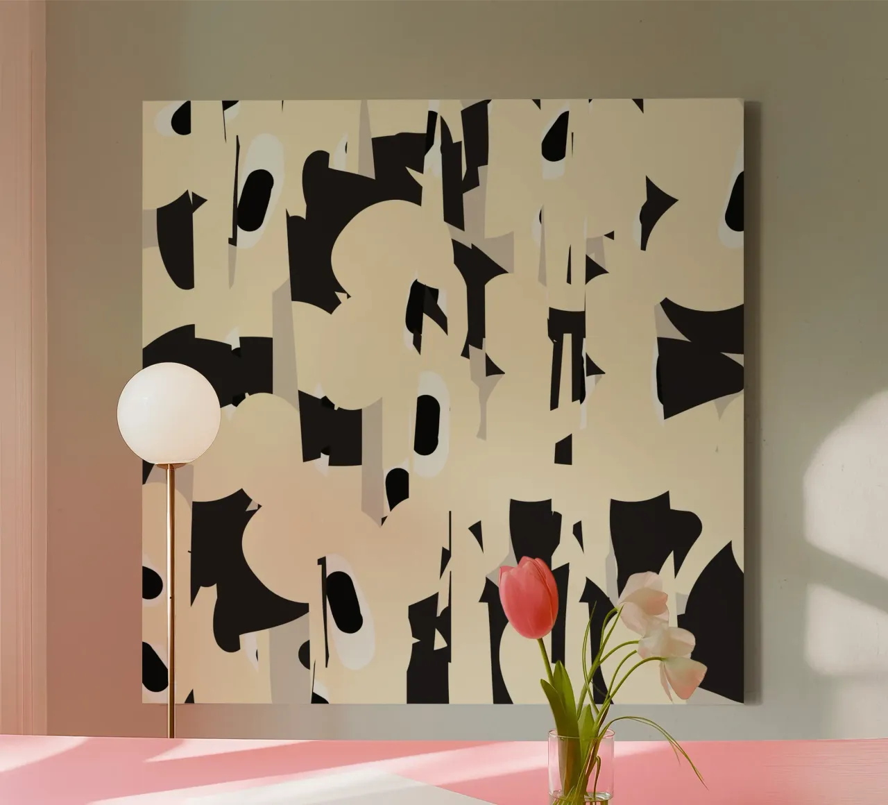 Fragmented botanical pattern canvas with Floater frame by Little Dean