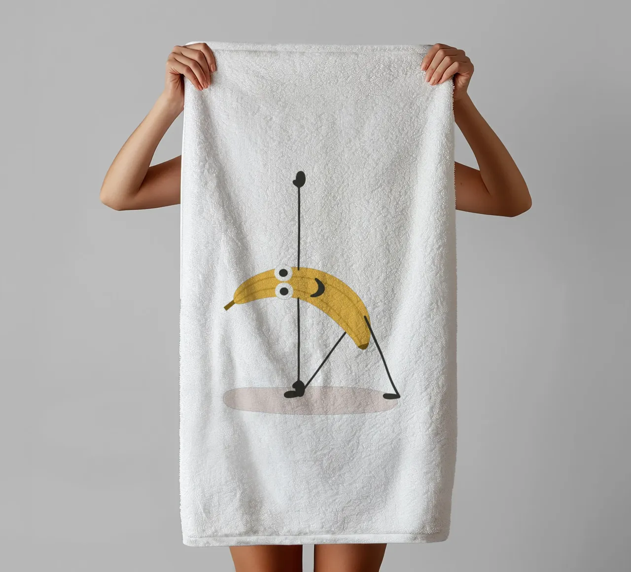 Yoga Banana in Triangle Pose | Fun & Witty Art for Yogis towel by Kathrin Woo Design