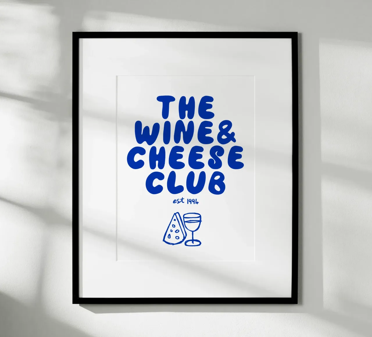 Wine & Cheese Club poster con telaio in legno da Le club Club