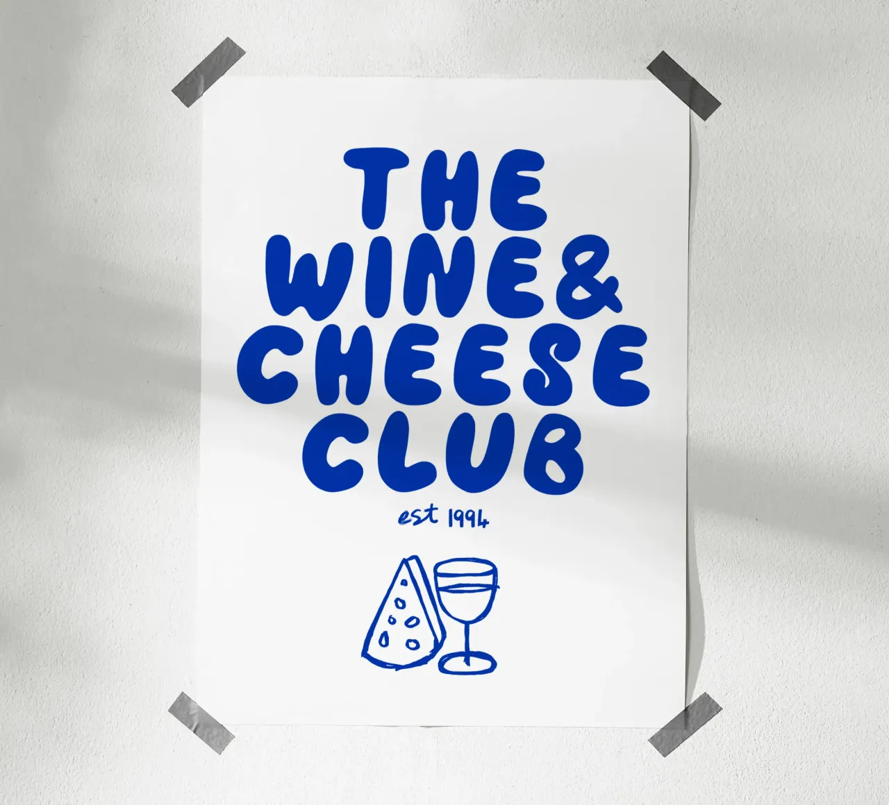 Wine & Cheese Club poster con telaio in legno da Le club Club