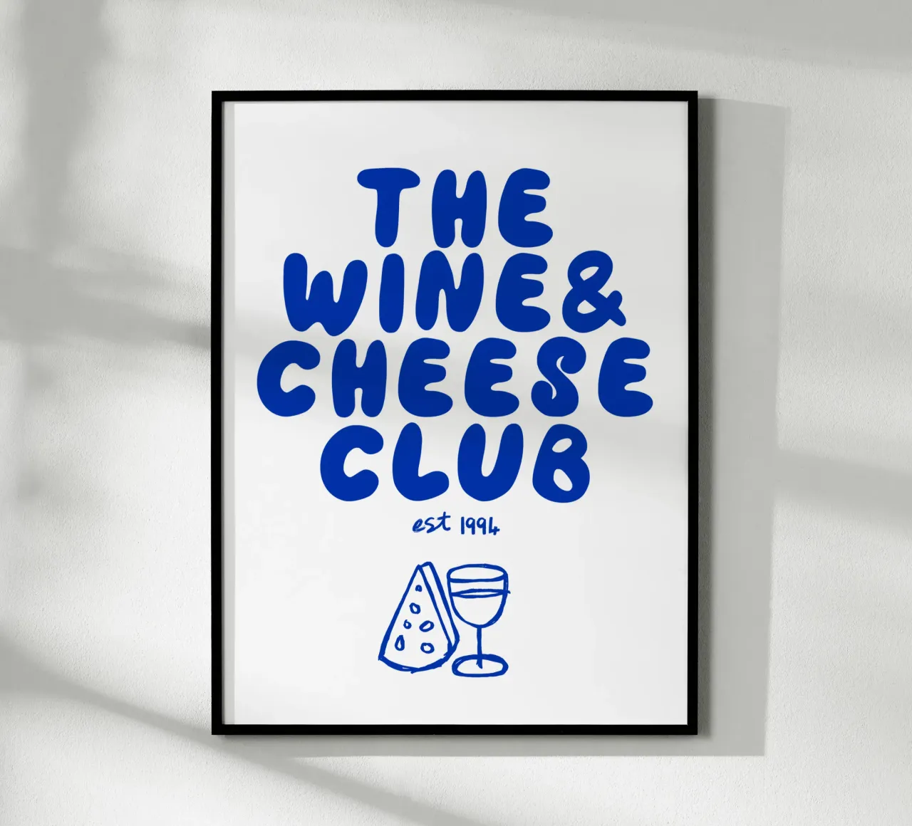 Wine & Cheese Club poster con telaio in legno da Le club Club