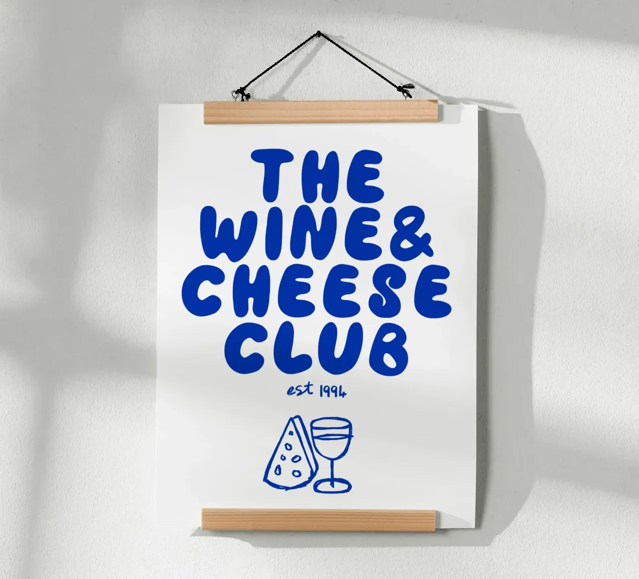 Wine & Cheese Club poster con telaio in legno da Le club Club