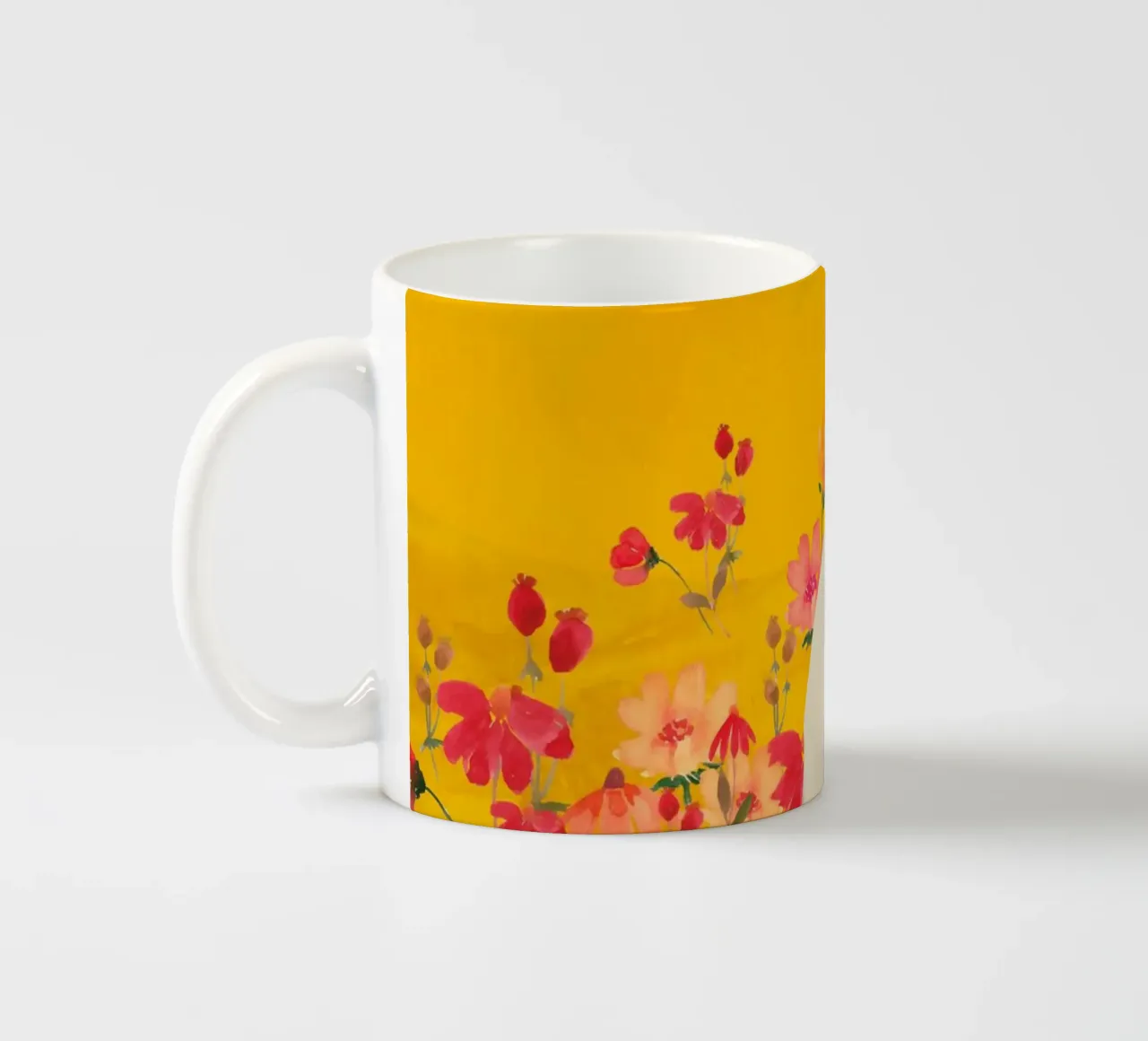 gatto in un campo di fiori 3 tazza in ceramica da ThingDesign
